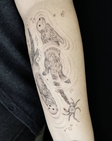 Ruby Lee | Sea otters for Chihiro! Obsessed with the little crab 🦀 . . . #ottertattoo #pdxtattooers #portlandtattooartist #portlandtattoo… | Instagram Otter Tattoo, Portland Tattoo, Otters Cute, Sea Otters, Sleeves Ideas, Piercing Tattoo, Lessons For Kids, Life Tattoos, Inspirational Tattoos