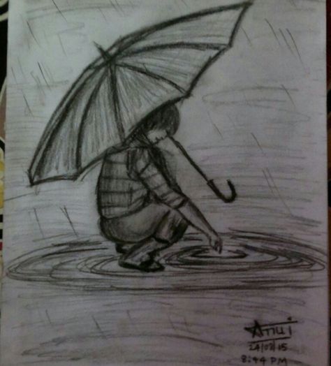 dedicated to rainy season Sketch Rainy Days, Drawing Of Rainy Day, Rainy Season Sketch, Rainy Drawing Easy, Drawing Of Rainy Season, Rainy Day Sketch, Rainy Season Drawing, Rainy Day Drawing, Pencil Sketches Easy