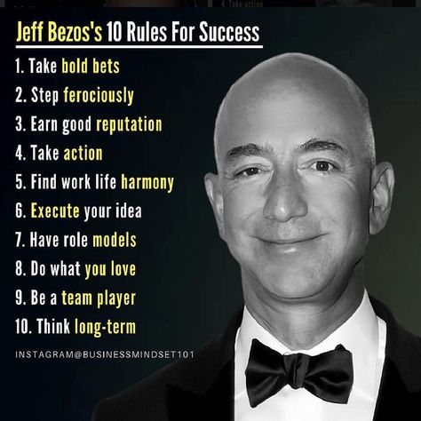 @lenny_123890992 posted to Instagram: Advice from richest man in the world. Follow @businessmindset101  for more motivation and awesome content. more  theclassygentleman #lifelesson #adive #wealth #success #stocks #abundance #wealthy #expensive #richlife Rules Of Success, Rules For Success, Billionaire Mindset, Vie Motivation, Jeff Bezos, Dale Carnegie, Motivational Quotes In Hindi, Motivational Quotes For Success, Millionaire Mindset