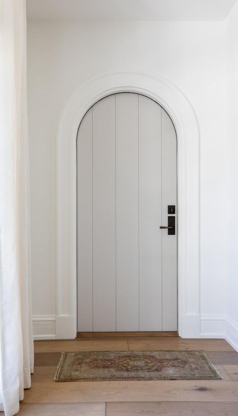 Custom radius-top plank door in MDF Interior Arched Doors, Mansion Remodel, Mediterranean Interior Doors, Mediterranean Doors, Arched Interior Doors, Marie Flanigan Interiors, Plank Door, Door Design Ideas, Marie Flanigan