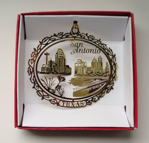 San Antonio Texas Brass Christmas ORNAMENT Souvenir Gift Riverwalk City Skyline *** Want to know more, click on the image. Texas Christmas Decor, Texas Christmas Ornaments, Brass Christmas Ornaments, Texas Ornaments, Brass Christmas, Texas Christmas, San Antonio River, Walking City, State Ornaments