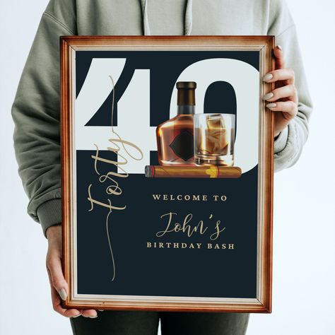 Whiskey Theme Party, Bday Template, 65th Birthday Invitations, Whiskey Party, 40th Birthday Men, Men's Birthday, Birthday Welcome Sign, Banner Printable, Mario Birthday