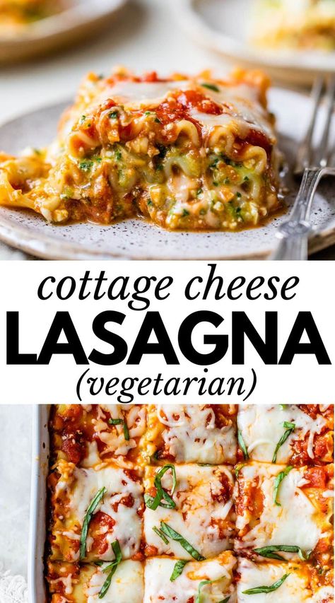 Healthy Lasagna With Cottage Cheese, Healthy Dinner Recipes Cottage Cheese, Veggie Lasagna With Cottage Cheese, Lasagne Cottage Cheese, Cottage Cheese Zucchini Lasagna, Cottage Cheese Ricotta, Blended Cottage Cheese Pasta Sauce, Cottage Cheese Recipes Vegetarian, Vegetarian Cottage Cheese Recipes