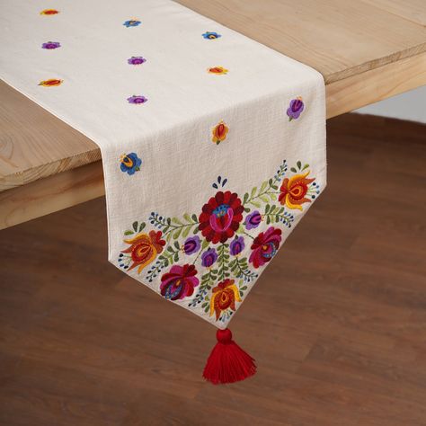 Off White Table, White Table Runner, Mexican Table Runner, Mexican Table, Victorian Pattern, Hungarian Embroidery, Embroidered Table Runner, Key Hanger, Table Mat