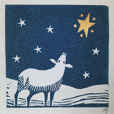 Linocut Xmas Cards, Christmas Print Making, Simple Christmas Lino Print Ideas, Lino Christmas Cards Linocut Prints, Nativity Linocut, Christmas Linocut Prints, Sheep Linocut, Linocut Christmas Cards, Christmas Block Print