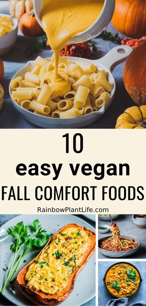 Quick Vegan Comfort Food, Simple Vegan Fall Recipes, Fall Recipes Plant Based, Vegan Fall Main Dish, Fall Foods Vegetarian, Vegan Fall Instant Pot Recipes, Vegan Autumn Dinner, Meatless Fall Recipes, Fall Vegan Meal Prep