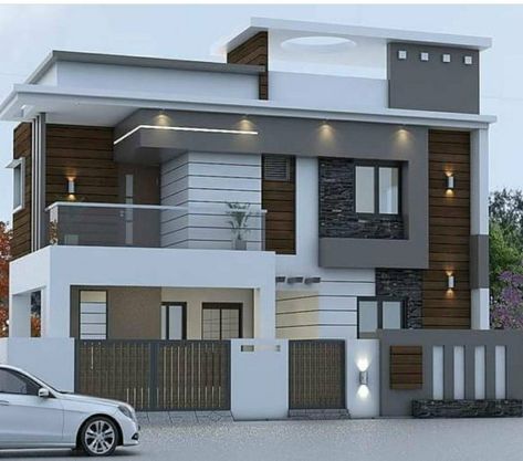 Modern Home Front Yard, Home Front Design, Home Front Yard, Home Front Elevation, House Front Elevation, Front Wall Design, 2 Storey House Design, House Outer Design, Small House Elevation