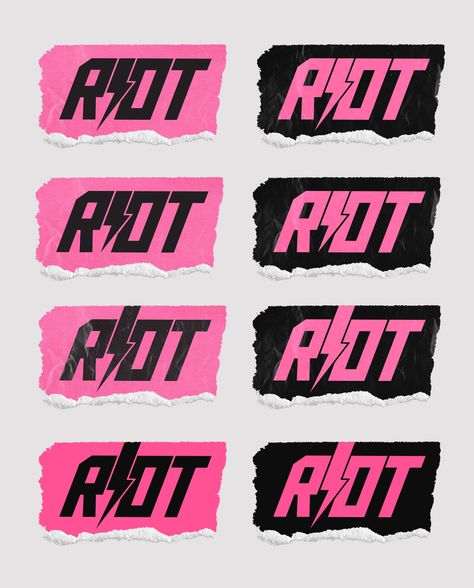 RIOT ⚡ | Logo Branding on Behance Punk Pattern Design, Punk Branding Design, Edgy Logo Design Inspiration, Indie Band Logo, Rebellious Branding, Grunge Branding, Punk Branding, Punk Logo Design, Band Logo Ideas