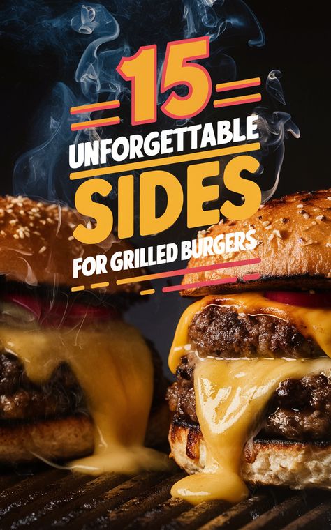 🥗🍟 Spice up your BBQ with these mouthwatering sides for grilled burgers! #BBQ #foodie #delicious Burgers And Sides Ideas, Burger Sides Other Than Fries, Cheese Burger Sides, Best Burger Sides Dishes, Sides For Burgers Easy, Grilled Burgers Sides, Best Side Dishes For Burgers, Best Sides With Burgers, Hamburger Sides Ideas Easy