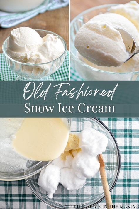 If there's snow in the forecast and you're in search of some snowstorm food and activities, you have to try this easy snow ice cream recipe. Made with just 3 ingredients (plus fresh snow and a pinch of salt) this easy recipe is great for making with kids, and is the perfect snowstorm dessert. This version is made with heavy cream for richness, but you can easily make it with milk for equally delicious results. Snow Cream Recipe Easy, Snow Cream Recipe With Milk, Snow Ice Cream Recipe Easy, Easy Snow Cream Recipe, Snow Pudding Recipe, Snow Cream Recipe, Snow Ice Cream Recipe, Snowcream Recipe, Ice Cream Easy