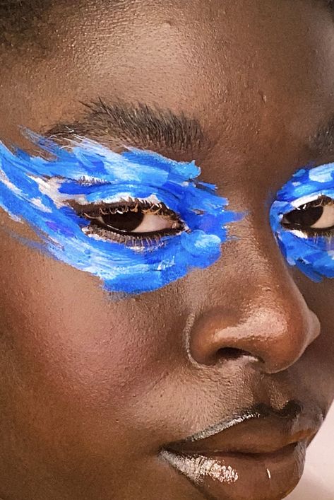 Blue Dance Makeup, Paint Makeup, Elements Makeup, Water Theme Makeup, Blue Water Makeup, Watercolor Makeup, Water Inspired Makeup Looks, Ocean Makeup Looks, Water Makeup Look