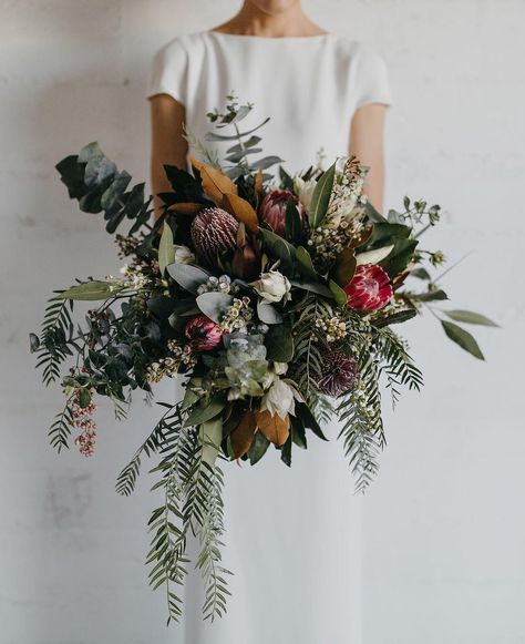 Oversized, untamed and packed with gorgeous natives - this incredible bouquet by @_thesecretgardenn_ is everything we love in a bouquet. If… Wild Wedding Bouquet, Flowers And Greenery, Wedding Winter, Wildflower Wedding, Deco Floral, Floral Inspiration, Bride Bouquets, Bridal Flowers, Flower Bouquet Wedding