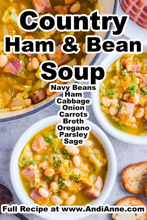 Navy Bean And Cabbage Soup, Ham Bean Cabbage Soup, Ham Cabbage Soup Recipes, Keto Ham And Bean Soup, Cabbage Soup With Ham, Cabbage And White Bean Soup, Keto Ham Bone Soup Recipes, Navy Bean Soup With Ham Bone, Cabbage Bean Soup