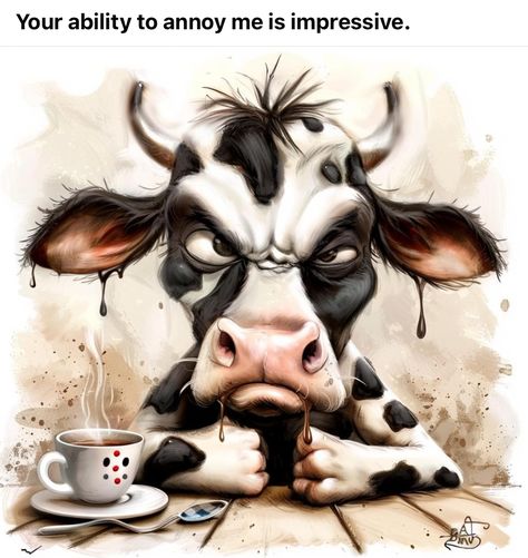 Funny Cow Pictures, Mad Cow, Hat Burning, Cow Drawing, Funny Minion Memes, Cute Images For Wallpaper, Stone Art Painting, Cow Pictures, Cute Animal Illustration