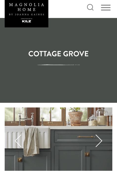 Cottage Grove Magnolia Paint Cabinets, Magnolia Home Cottage Grove, Cottage Grove Magnolia Paint, Moody Paint Colors, Moody Paint, Magnolia Paint, Cottage Grove, Kitchen Details, Bedroom Paint Colors