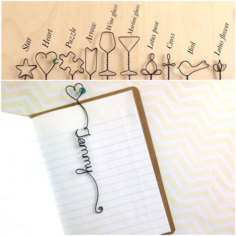 Wire Bookmarks, Heart Bookmark, Unique Name, Custom Bookmarks, Unique Bookmark, Personalized Bookmarks, Cute Bookmarks, Metal Bookmarks, How To Make Bookmarks