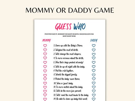 Guess Who Baby Shower Game, Baby Shower Unique, Baby Shower Game Printable, Baby Shower Games Unique, Papa Baby, Baby Room Themes, It Game, Fun Printables, Printable Baby Shower Games