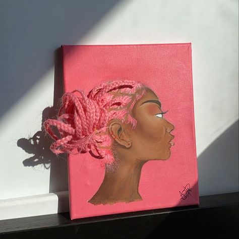 Acrylic Painting Ideas, Cute Canvas Paintings, Light Work, Afrocentric Art, Black Art Painting, Canvas Painting Designs, Pink Canvas, Small Canvas Art, Black Art Pictures