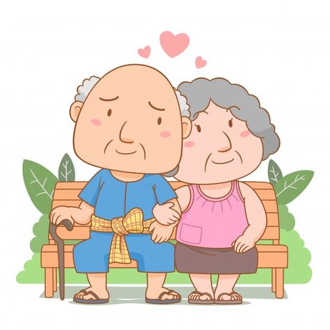 Cartoon illustration of grandparents in ... | Premium Vector #Freepik #vector #wedding #heart #love #family Grandparents Cartoon, National Grandparents Day, History Icon, Love Cartoon Couple, Happy Cartoon, Doodle Coloring, Couple Illustration, Cute Couple Cartoon, Grandparents Day