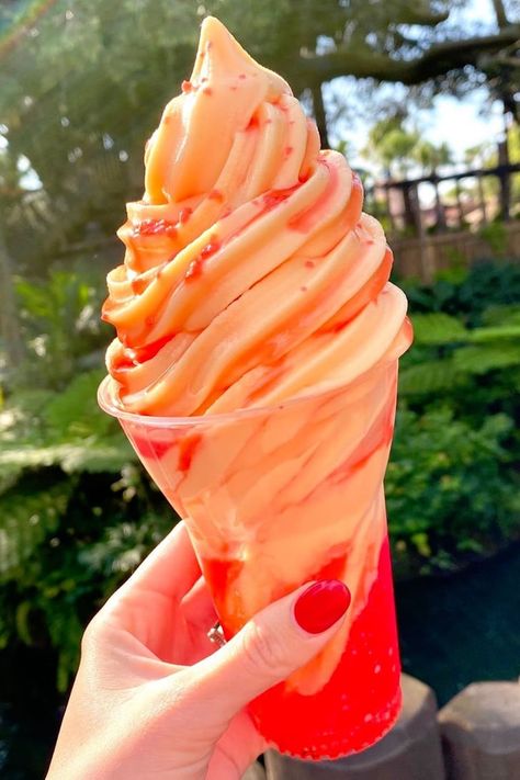 Strawberry Dole Whip, Dole Recipes, Dole Whip Recipe, Disney Inspired Food, Passion Fruit Syrup, Strawberry Soda, Disneyland Food, Disney Treats, Disney World Food