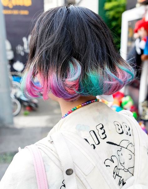 Harajuku Hairstyle, Dip Dye Hair, Multi Colored Hair, Colorful Hair, Pastel Hair, Tokyo Fashion, Colored Hair, Hair Inspo Color, Rainbow Hair