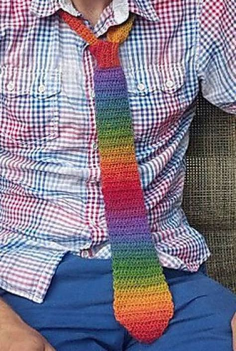 Tie Pattern Free, Necktie Pattern, Crochet Tie, Crochet Men, Glove Pattern, Tie Pattern, Pattern Simple, Rainbow Crochet, Crochet Poncho