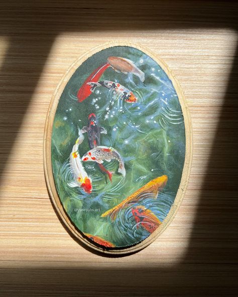 Acrylic paint on wooden canvas Oval Canvas Painting Ideas, Oval Canvas Painting, Oval Painting, Oval Canvas, Paint On Wood, Acrylic Paint On Wood, Art Night, Small Canvas Paintings, Photo Board