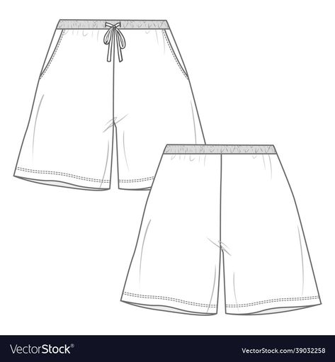 Fashion Flat Sketch, Hipster Haircut, Shorts Drawing, Hipster Hairstyles, Illustration Template, Ladies Shorts, Drawing Tutorials For Kids, Short Pant, Flat Sketches