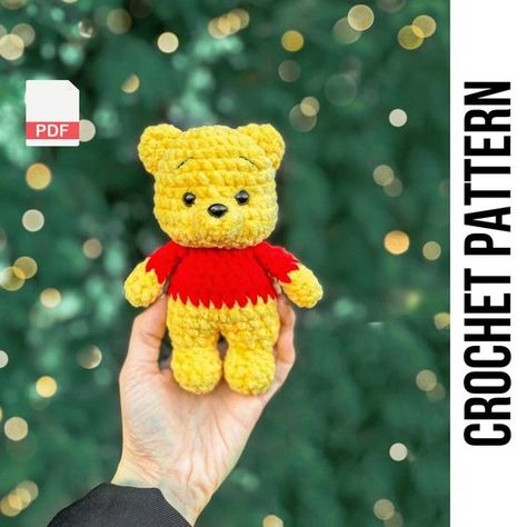 PDF Winnie Pooh Crochet Pattern / Amigurumi crochet pattern / easy amigurumi baby toy / Lovely teddy Bear / Eeyore, Roo, Piglet, Tigger Crochet toys free patterns easy #crochettoysfreepatternseasy #crochet #crochettoy #crochetpattern #crochetpatterns 4.624 Pooh Crochet Pattern, Toys Quotes, Pooh Crochet, Pooh Bebe, Yellow Teddy Bear, Crochet Bloggers, Easy Amigurumi, Lovey Pattern, Crochet Pattern Amigurumi