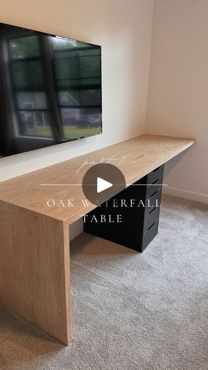 1.6K views · 175 reactions | Part 7: Oak Waterfall Desk 🤎

It took me FORVER to finally figured out placement/ measurements for her vanity!! But, I think it was well worth the headaches.

I knew I wanted to do a waterfall table, but couldn’t quite figure out the placement of the IKEA Alex drawer or the thickness of the wood. I originally was going to do one sheet of plywood, but it didn’t seem sturdy enough for how long the table is.

Since this video is long enough, I’ll be sharing install and finishing touches in part 2!

#diy #teenroomdecor #teenbedroom #remodel #oak #desk #vanity #pink #pinkbedroom #homedecor #homedesign #modern #kidsbedroom #ikea #alexdrawers | Karrie | DIY | Woodworking | Alan Gogoll · Sunny Side of the Stream Ikea Alex Desk Setup, Ikea Malm Desk Hack, Ikea Desk And Vanity, Floating Office Desk, L Shaped Desk Plans, Ikea Corner Desk, Ikea Malm Desk, Garden Salon, Vanity Ikea