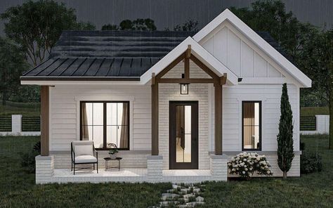 651 sq. ft. Cottage Plan: One Bedroom Small Cabin Plans, Accessory Dwelling Unit, Small House Floor Plans, Tiny House Floor Plans, Cottage Plan, Cabin Plans, Cottage House Plans, Tiny House Living, Tiny House Plans