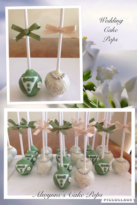 Wedding cake pops with olive green & cream as their wedding color theme Olive Green Cake Pops, Bridal 2024, White Cake Pops, Cake Ball, Wedding Cake Pops, Green Cake, Bride Shower, Wedding Display, Wedding Dessert Table