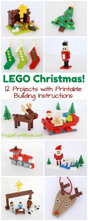 Christmas Projects to Build with LEGO® Bricks – Printable Building Guide Lego Christmas Ornaments, Lego Ornaments, Lego Challenge, Lego Christmas, Lego Diy, Lego Activities, Lego Craft, Lego Bricks, Lego For Kids