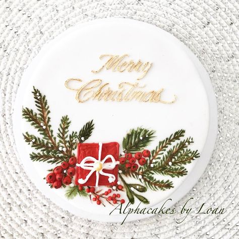 Painted Christmas Cake, Easy Christmas Cake Designs, Winter Cake Decorating, Cake Decorating Ideas Christmas, Christmas Cake Decorating Ideas, Christmas Cake Decorating, Decorating Ideas Christmas, Treats Christmas, Christmas Themed Cake