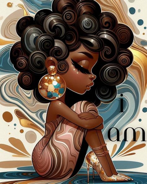 I Am the Quiet Boldness of My Soul. The closed eyes of these divine beings tell a story louder than words. My work highlights the power of Afrocentric elegance, where beauty radiates from within. With every stroke of those majestic curls, I paint the strength and serenity of being deeply rooted in self-love and ancestral pride. In a world full of noise, these queens choose introspection, showing that sometimes, the most powerful thing you can do is look inward and listen to your own rhythm. ... Art Vibe, Black Bratz Doll, Black Woman Artwork, Natural Hair Art, Black Artwork, Creative Pictures, Closed Eyes, Black Art Pictures, Afro Art