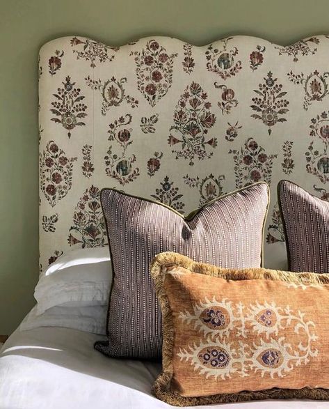 Lewis & Wood on Instagram: "Pattern on pattern on pattern from @doing_up_the_woodlands : : Bedhead Sicilia Document Cushion Tribal Kalahari Sand : : #bedroominspo #bedroomdecor #bedhead #upholstery #lewisandwood" Lewis And Wood, Instagram Pattern, Bedroom Chair, Bed Head, Modern Bohemian, Furniture Fabric, Bedroom Inspo, World Class, Printed Fabric