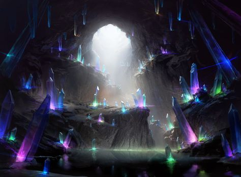 Magic The Gathering Art, Dream Environment, Mtg Art, Magic Stones, Crystal Garden, Fantasy Places, Dungeons And Dragons Homebrew, Fantasy Art Landscapes, Xiamen