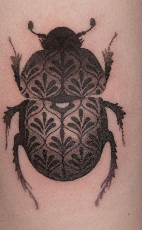 June Bug Tattoo Design, Bug Back Tattoo, Scarab Beetle Tattoo Design, Millipede Tattoo, Roly Poly Tattoo, Cockroach Tattoo, Beatle Tattoo, Bugs Tattoo, Seal Tattoo