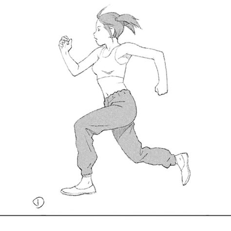 Run Cycle Running Motion Drawing, Anime Character Running, Anime Running Gif, Character Running Animation, Run Cycle Animation Reference, Animation Running, Running Animation, Tatsuyuki Tanaka, Animation Desk