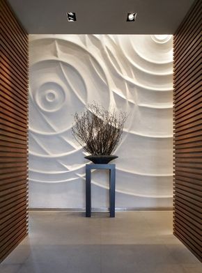 Don't you want to follow the swooping lines to find out what's down the hall? Park Hyatt, Shanghai. Tv Fal, Accent Wall Designs, Wall Pattern, 3d Panels, Lobby Design, Concrete Projects, Decorative Wall Panels, 3d Wall Panels, Wall Treatments