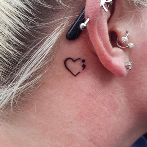 30+ Creative Behind the Ear Tattoos for Women Tattoos Semicolon, Tattoo Preparation, Semicolon Tattoos, Black Heart Tattoos, Love Heart Tattoo, Small Wave Tattoo, Behind The Ear Tattoo, Behind Ear Tattoos, Tiny Heart Tattoos