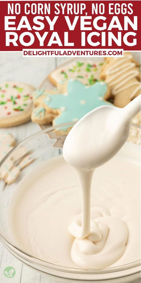 Dairy Free Icing Recipe, Eggless Royal Icing, Vegan Royal Icing Recipe, Dairy Free Icing, Dairy Free Sugar Cookies, Christmas Cookie Icing, Flood Cookies, Vegan Royal Icing, Easy Vegan Cookies