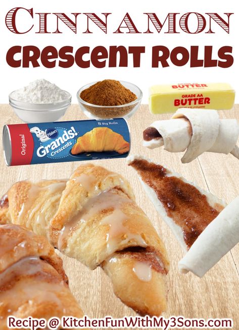 Buttery crescent rolls wrapped around sweet cinnamon filling then drizzled with vanilla frosting, these Cinnamon Crescent Rolls are so quick and easy to make and so satisfying for any sweet tooth. Crescent Cinnamon Rolls, Cinnamon Crescents, Crescent Roll Veggie Pizza, Crescent Roll Cheesecake, Cinnamon Crescent Rolls, Chicken Crescent Rolls, Crescent Roll Pizza, Cinnamon Filling, Crescent Recipes