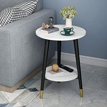 Nightstand With Storage, Round Metal Side Table, Artificial Marble, Round Accent Table, Wood Accent Table, Table For Small Space, Modern Bedside Table, White Side Tables, Metal Side Table