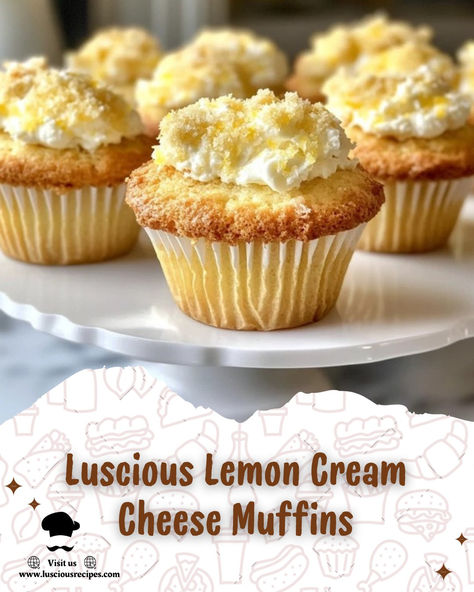 Discover the perfect Lemon Cream Cheese Muffins recipe! Light, fluffy, and bursting with fresh lemon flavor, these muffins are a sweet treat for any occasion. Lemon Cream Cheese Muffins, Lemon Cream Cheese Frosting, Lemon Cream Cheese, Cream Cheese Muffins, Cheese Muffins, Lemon Flavor, Lemon Cream, Lemon Recipes, Muffin Recipes