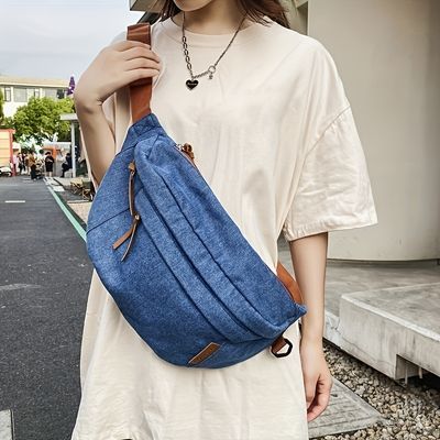 Oversized Pattern, Denim Crossbody, Sling Pack, Adjustable Bag, Denim Chic, Waist Bags, Bum Bag, Chest Bag, Waist Bag