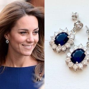 Kate Middleton Earrings, Diana Earrings, Kate Middleton Jewelry, Celebrities Earrings, Filigree Ring Gold, Diamond Jewelry Set, Wedding Jewelry Earrings, Cz Earrings, Sapphire Earrings