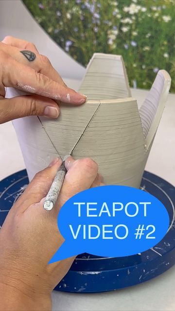 Darting Ceramics, Pottery Tea Pots Lids, Feeling Music, Teapot Spouts Ceramic Pottery, Coil Pottery Teapot, Hand Built Ceramic Teapots, Round Pottery, Geometric Teapot, Slab Built Teapot