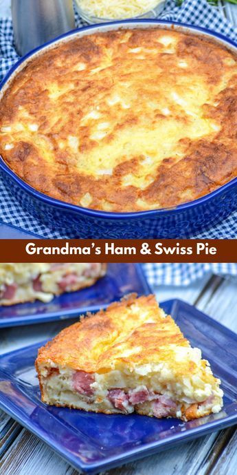 Not all pies were destined for dessert, and not all pies have a traditional crust. Grandma’s ham & Swiss pie was made for the supper table. Featuring a savory ham, onion, & Swiss cheese filling- it’s a forkful of Heaven in every bite. Great thing it’s easy too, you might need to make more than one! #dinnerrecipe #pierecipe #swisspie Ham And Swiss Pie, Savory Ham, Dinner Pies, Ham And Swiss, Bella Coco, Breakfast Quiche Recipes, Quiche Recipes Easy, Leftover Ham Recipes, Meat Dish