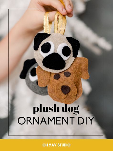 Dog Ornaments Diy, Felt Skeleton, Felt Dog Ornament, Felt Dog, Dog Tree, Dog Stocking, Felt Gifts, Christmas Tree Decorations Diy, Studio Color